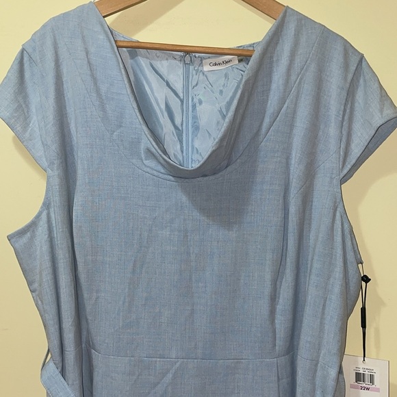 Womens New Calvin Klein Blue Draped Neckline Dress - Picture 2 of 8